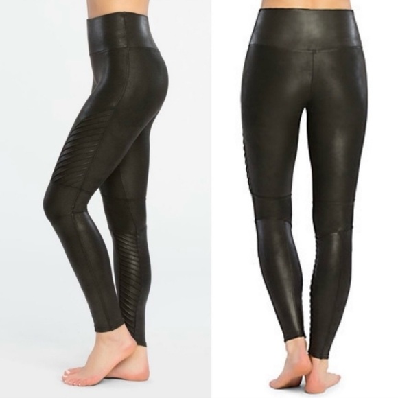 SPANX Moto Faux Leather Leggings Shaping Pants Black Women’s X-Large - Picture 13 of 13